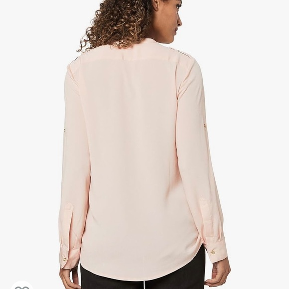 Calvin Klein Women's Modern Essential Zipper Button-Front Blouse. - Picture 3 of 4